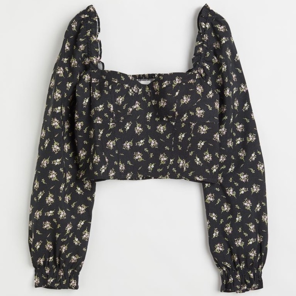 H&M Tops - H&M Linen Blend Long Sleeve Crop Top - NWOT Size Small